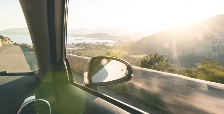 Blick aus dem Mietwagen am Cap Formentor auf Mallorca