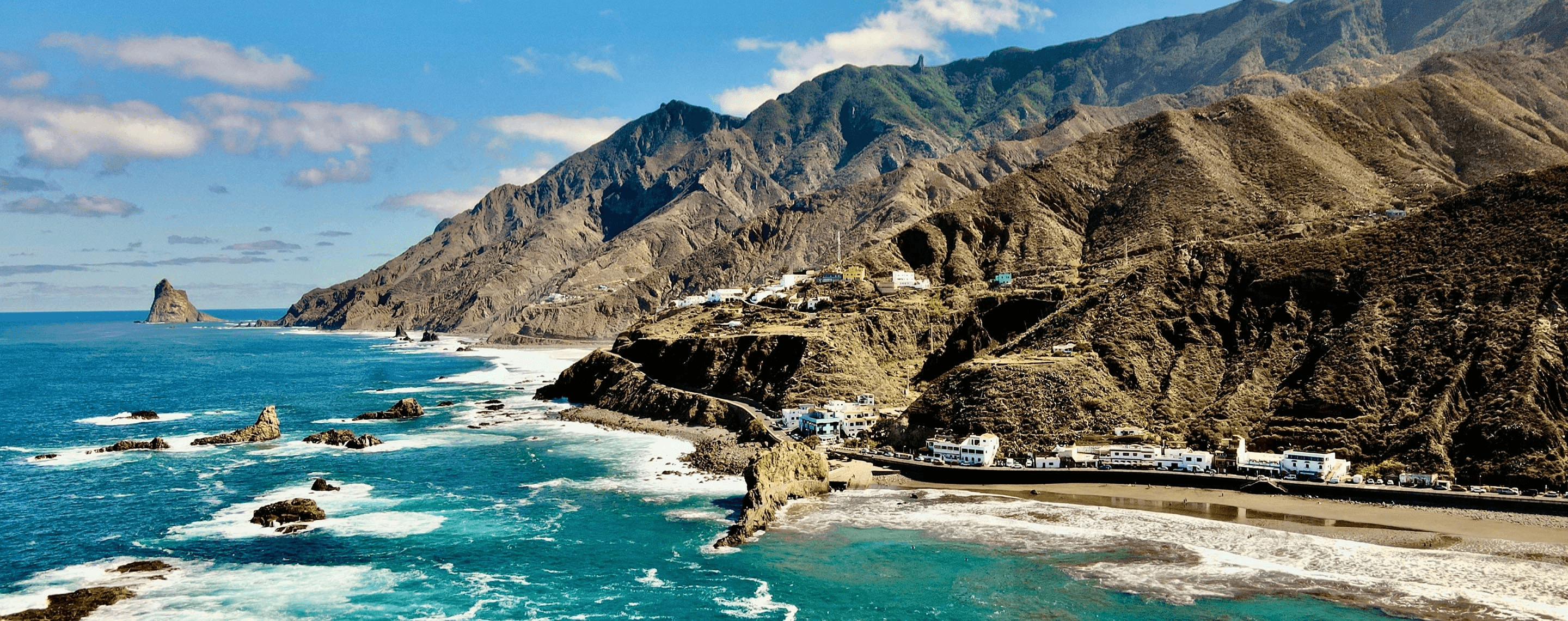 teneriffa auf den kanaren in spanien, idylle mit strand, meer und wellen