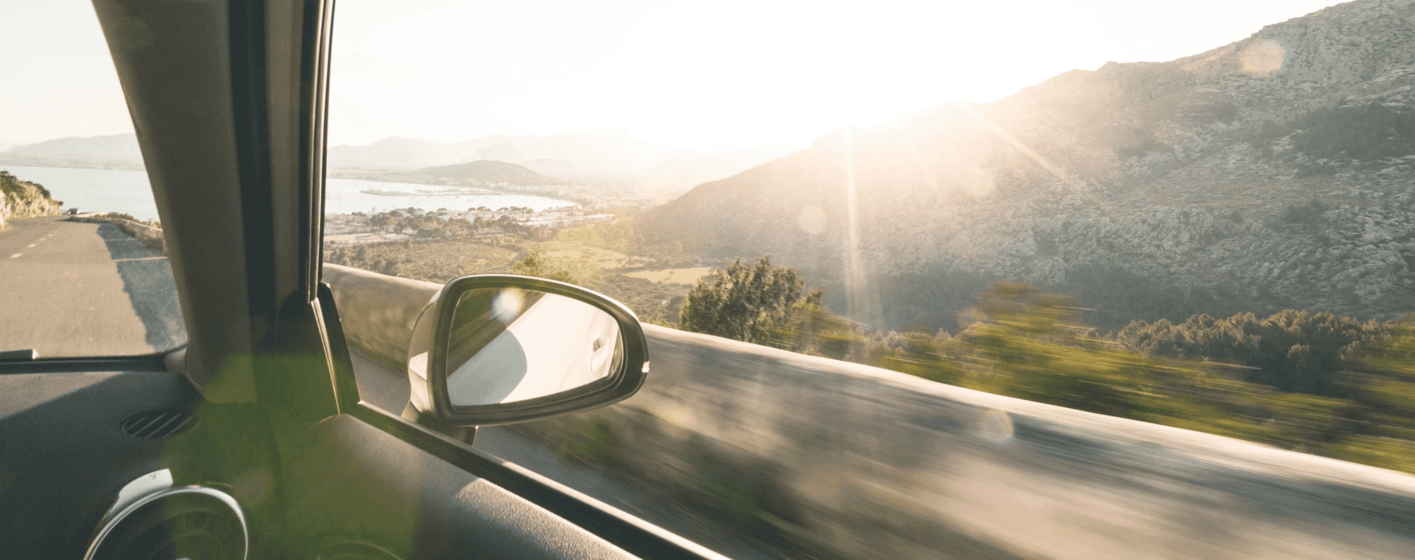 Blick aus dem Mietwagen am Cap Formentor auf Mallorca